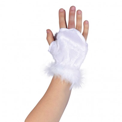 Plüschfell Tier Handschuhe weiß