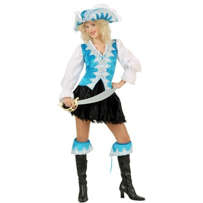 Barock Piraten Lady Kostüm blau