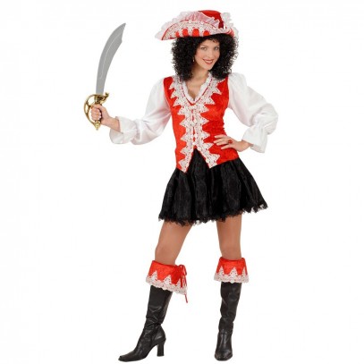Barock Piraten Lady Kostüm rot