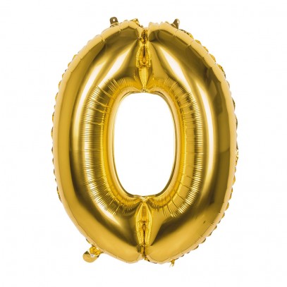 Zahlen Folienballon 0 gold 86cm