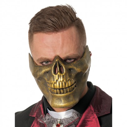 Bissige Skelett Scheusal Maske Gold