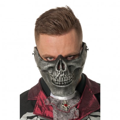 Bissige Skelett Scheusal Maske Silber