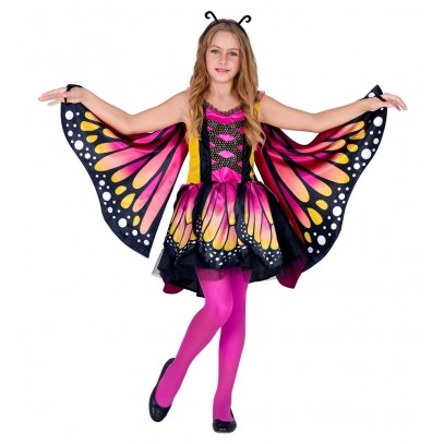 Schmetterling Kostüm für Mädchen pink-gelb