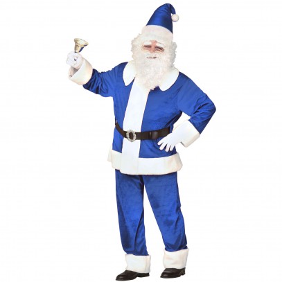 Blauer Weihnachtsmann Deluxe Kostüm 4-teilig