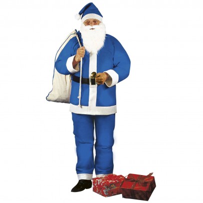Blaues Weihnachtsmann Kostüm 5-teilig