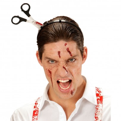 Blutige Schere im Kopf Haarreif