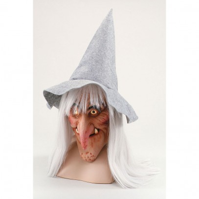 Hexen Maske mit Hut und Haaren