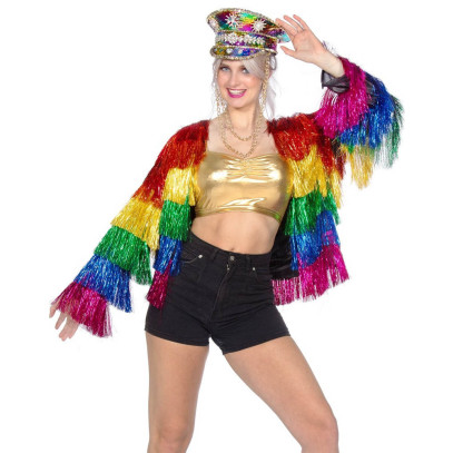 Festival Lamettajacke Regenbogen für Damen