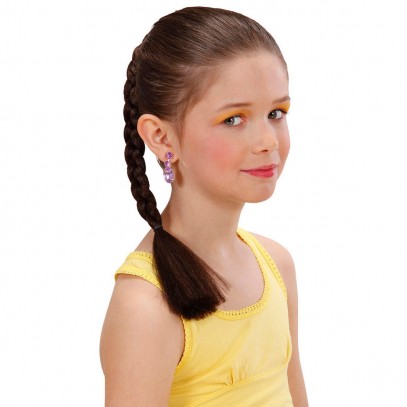 Braune Haarverlängerung Flechtzopf für Kinder
