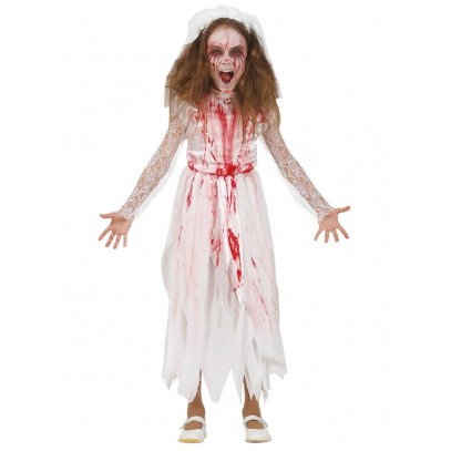 Blutiges Zombie Braut Kostüm für Mädchen