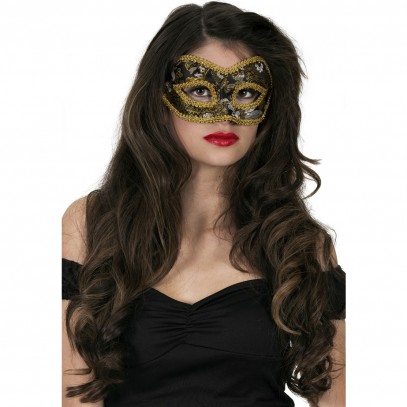 Brokat Venedig Augenmaske schwarz-gold