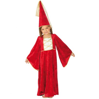 Burgfräulein Kostüm in rot für Kinder