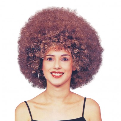 Afro Lady Perücke braun Deluxe