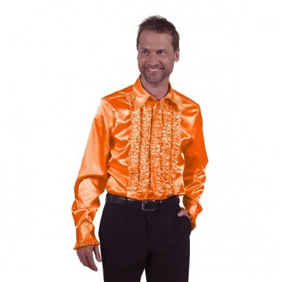 Schlager Rüschenhemd orange Deluxe