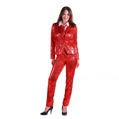 Party Pailletten-Anzug für Damen rot Deluxe