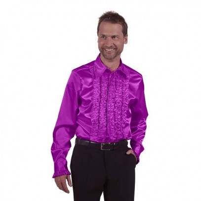 Schlager Rüschenhemd violett Deluxe