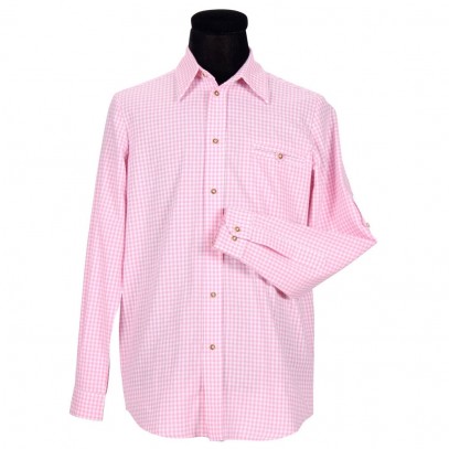 Trachtenhemd Lennard für Herren rosa-kariert