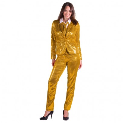 Party Pailletten-Anzug für Damen gold Deluxe