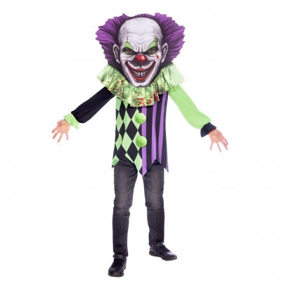 Grusel-Clown mit riesigem Kopf Kinderkostüm