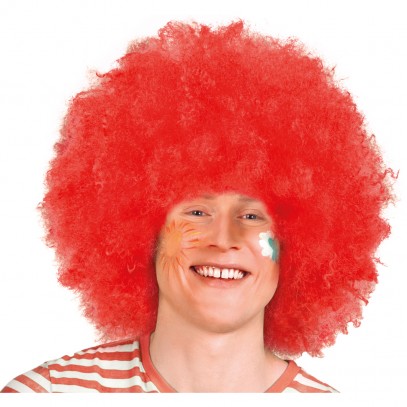 Afro Clown Perücke rot 1