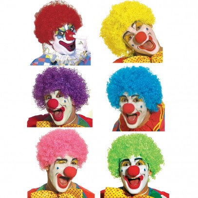Klassische lockige Clown Perücke in verschiedenen Farben