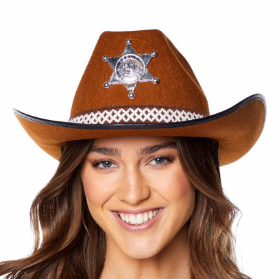 Sheriff Cowboy Hut in Braun für Erwachsene