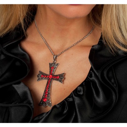 Dämonische Kreuz Halskette Rot