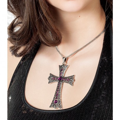 Dämonische Kreuz Halskette Violett