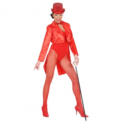 Showgirl Satin-Frack rot für Damen