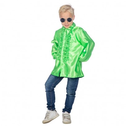 Rüschenhemd Deluxe für Kinder neon-grün
