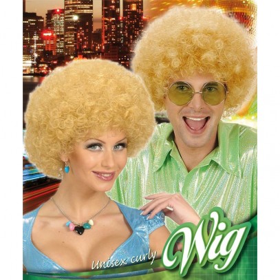 70s Disco Afro Perücke blond für Damen und Herren