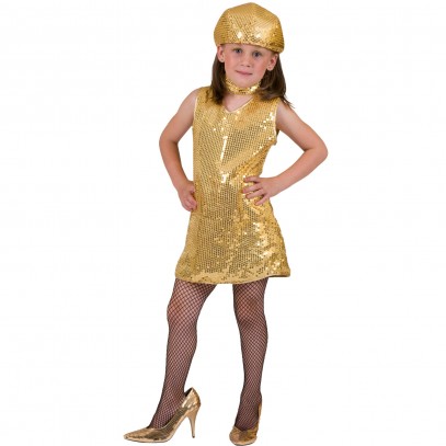 Disco Partykleid gold für Mädchen