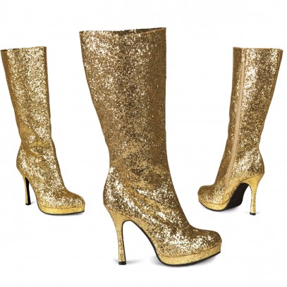 Glitter Disco Stiefel gold