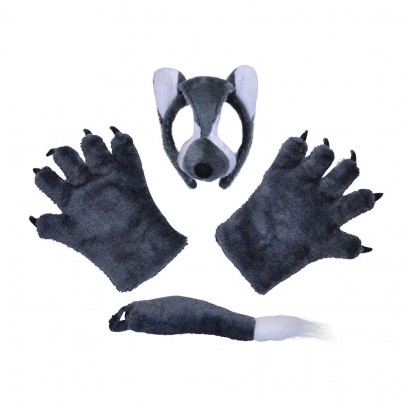 Wolfsmaske mit Handschuhen im Set