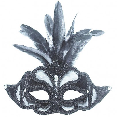 Silberne Augenmaske Venice Feathers