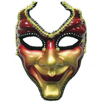 Venezianische Theatermaske rot-gold