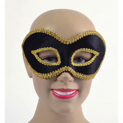 Schwarze Augenmaske mit Goldborte