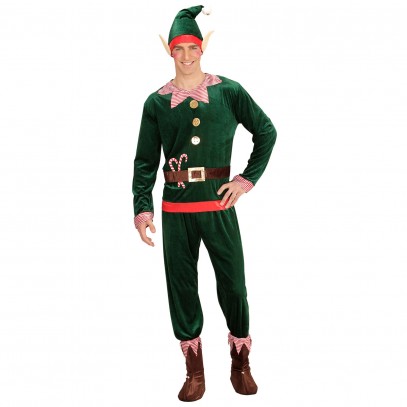 Weihnachtself Kostüm Herren Weihnachtshelfer Wichtel mit Schuhüberzieher Mütze K