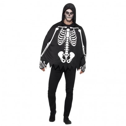 Halloween Skelett Poncho für Erwachsene