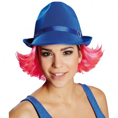 Fedora Party Hut mit pinkfarbenen Haaren
