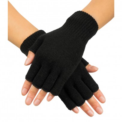 Fingerlose Handschuhe schwarz 1