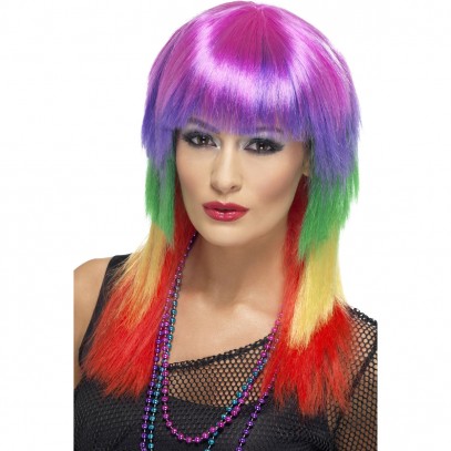 Freaky Rainbow Rocker Perücke für Damen