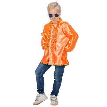 Rüschenhemd Deluxe für Kinder neon-orange
