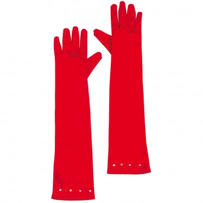 Glamour Satin Kinderhandschuhe rot 1