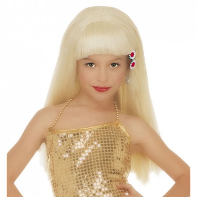 Glamour Perücke mit Haarclips für Kinder blond 