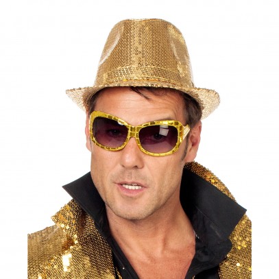 Glitzer Party Hut mit Pailletten Gold