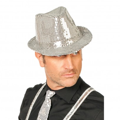 Glitzer Party Hut mit Pailletten Silber