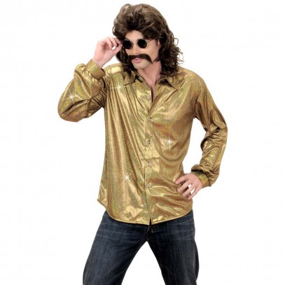 Goldenes Disco-Hemd mit Glitzereffekt 