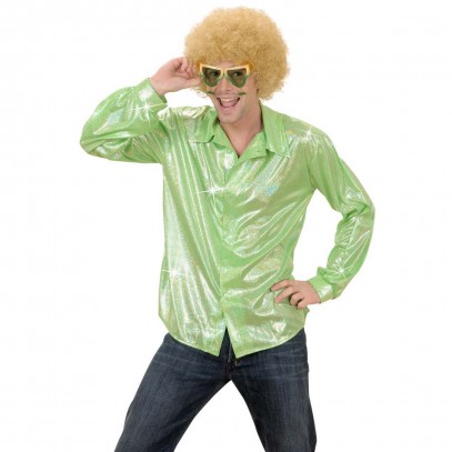 Grünes Disco-Hemd mit Glitzereffekt