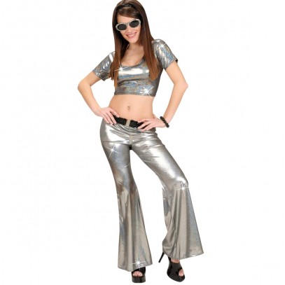 Silberne Disco-Hose mit Glitzereffekt